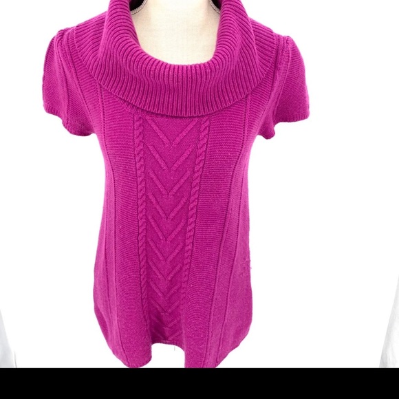 BCBGMAXAZRIA pink cowl neck cap sleeve Sweater - Picture 4 of 6